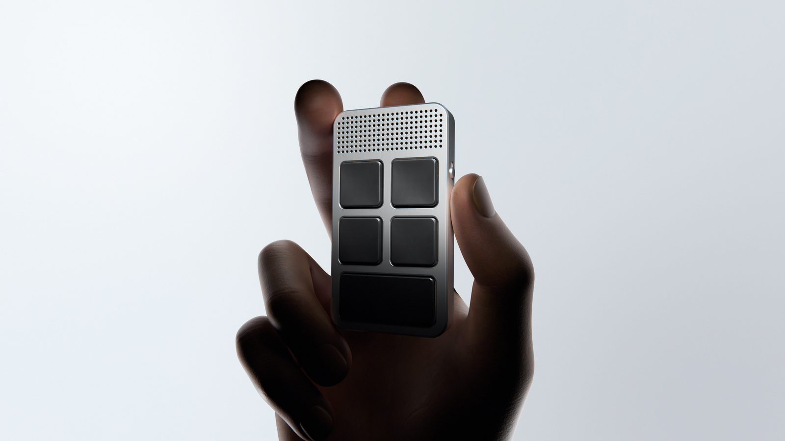VoicePad held between two fingers
